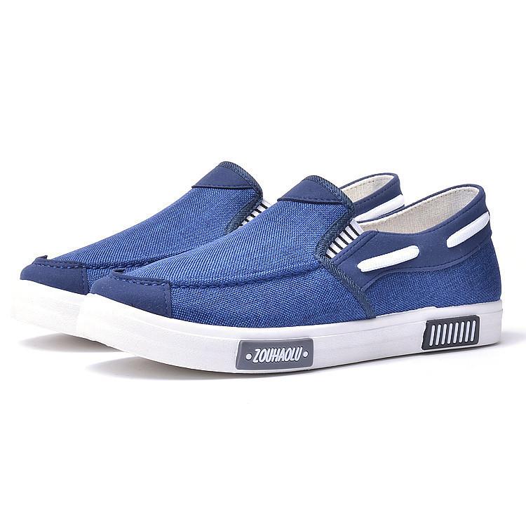 Herremote Pustende fritidssko Komfortable flate lerretssko Myke Slip-on Loafers