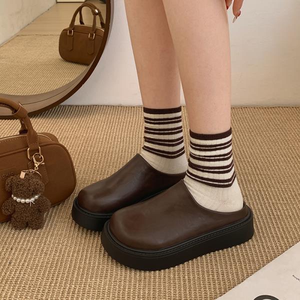 Fashion Cover Toe Beige Heeled Sandals Shoes House Slippers Platform Slides Slipers Women Black 2025 Retro Shoes Woman 2025 Female Slipp