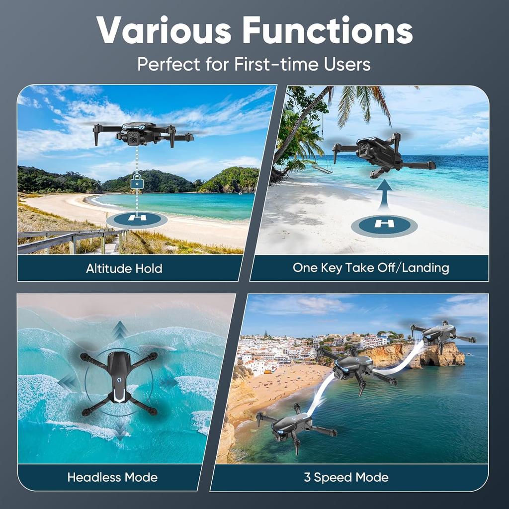 Foldable Drone with 1080P HD Camera for Beginners & Adults, FPV Live Video, One Key Start, Altitude Hold, 3D Flips, Gesture Selfie, 3 Speed Modes, 2