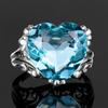 Elegant Topaz Heart Ring for Women Stylish Blue Engagement Jewelry Fashion Accessory