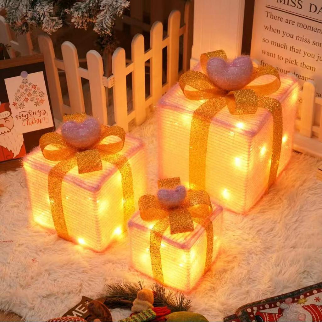 Christmas Gift Box Set: 3-Piece Fairy Light Decorations for Birthday Parties and Ornaments