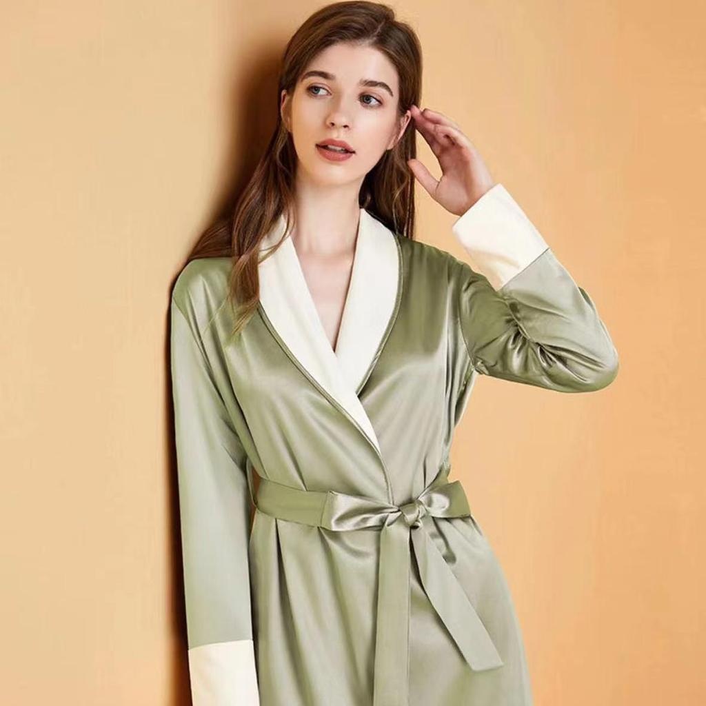 Women's New Winter Pajamas, Fleece Lining, Thickened High-end Silk Satin Solid Color Home Wear Set