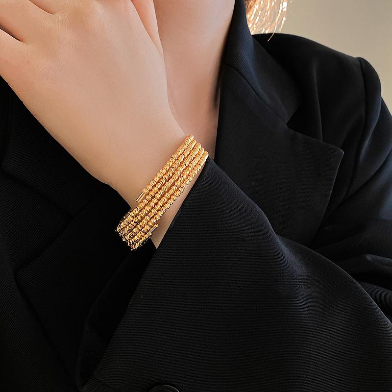 Irregular Geometry Five-Layer Bangles Women's Light Luxury Adjustable Bracelets Fashion Personality High Sense Hand Zircon