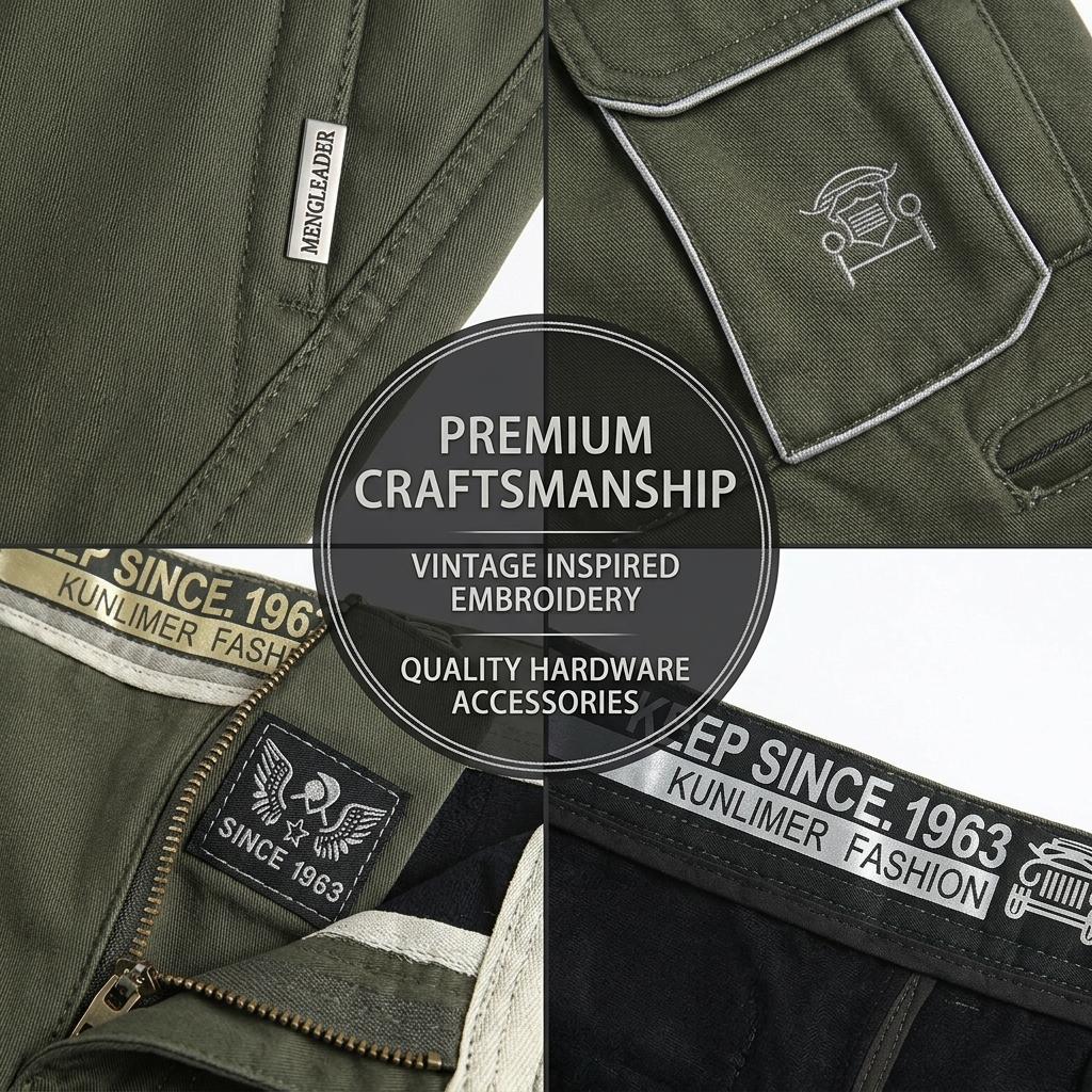 Plus-Size Men Work Pants Spring Autumn Outdoor Straight-Leg Trousers Durable Cotton Cargo Pants With Multi Pockets