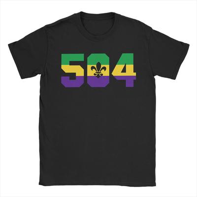 Leisure Mardi Gras 504 TShirt Unisex Crewneck Cotton T Shirt  Short Sleeve Tee Shirt Summer Tops