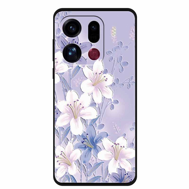 3D Flowers Case For Oppo Find X9 Pro 5G Case Emboss Relief Floral Black Silicone Soft Back Cover For Oppo Find X9 Pro Case Funda