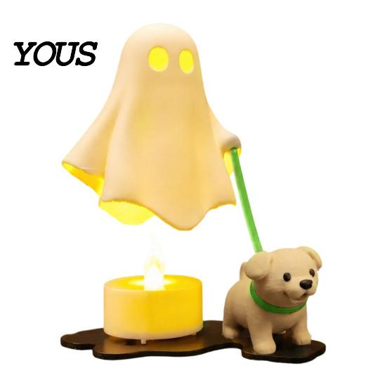 PLA Material Ghost Lamp Puppy Electronic Candle Ornament, LED Light, Simulated Warm Creative Holiday Gift Light Decor for Halloween Home Desktop Party