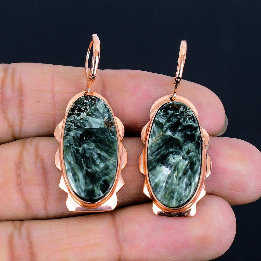 Cerceu de bijuterii lucrate manual din cupru cu piatră prețioasă de serafinită pentru cadou de nuntă