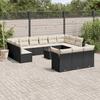 Vidaxl 14-Cz. Garden Lounge Set, Cushions Black Rattan Pe