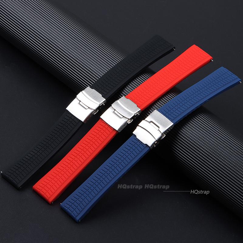 20mm 22mm 24mm Universal Soft Silicone Rubber Strap for Seiko Men Waterproof Watch Band Quick Release Bracelet for Rolex Bands