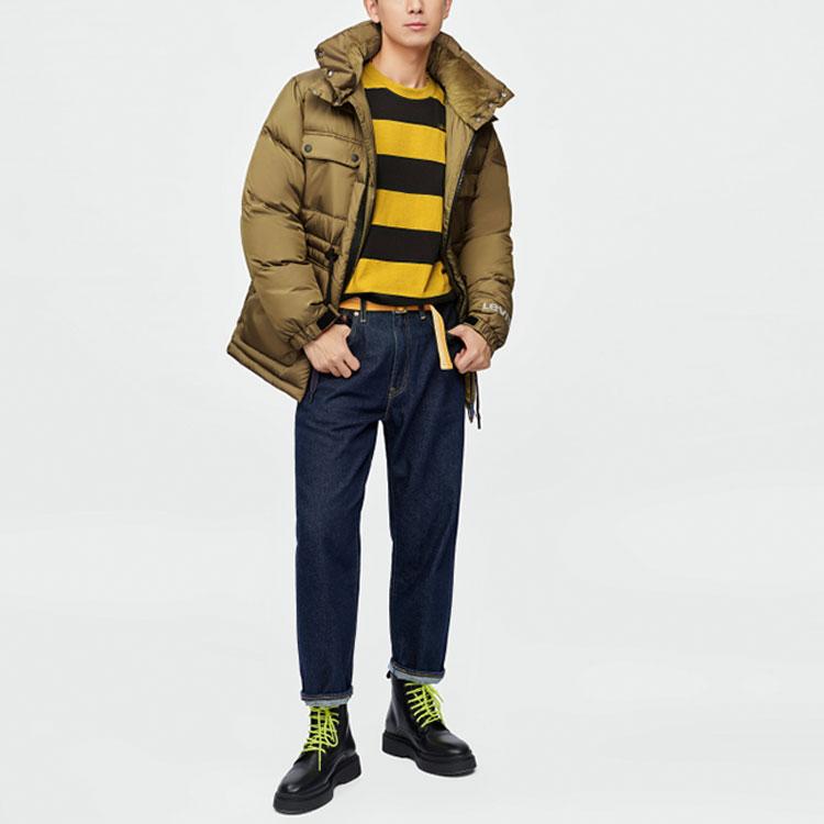 Levis Solid Color Stand Collar Thick Down Jacket Men Outerwear Green A3273-0001