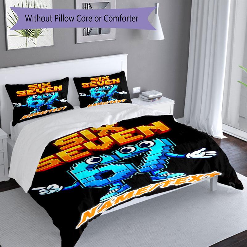 3PC Custom Name "Six Seven Pixel Fun" Bedding Set Printed Bedding Set Duvet Cover Closure Includes 1 Duvet Cover & 159 Pillowcases for Bedroom