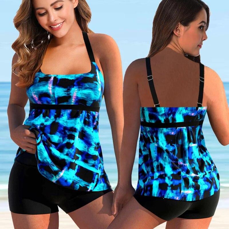 2024 Sexy Tankini Women Summer Two Piece Leopard Print Swimsuit Female Tie-dyed Large Size Bikini Swimwear  Bathing Suit