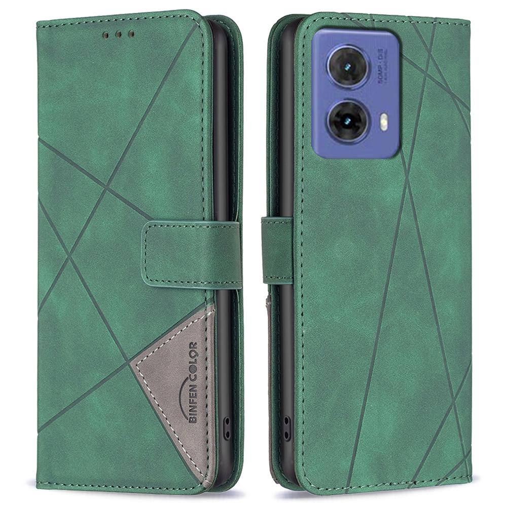 

BINFEN COLOR Для Motorola Moto G85 5G/S50 Neo 5G Чехлы для телефонов Кошелек Подставка Геометрический отпечаток Кожаная обложка Green