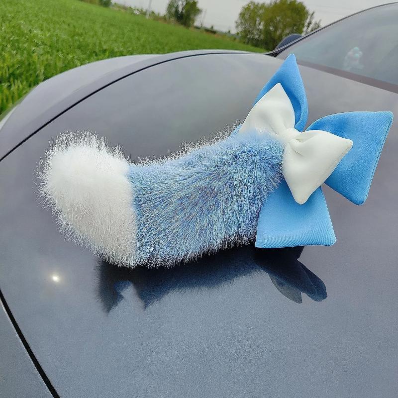 Decorazione Coda Auto Peluche Soffice Fiocco Carino Tocco Morbido Multi Colori Styling Esterno Auto Accessori Auto Per Ragazze