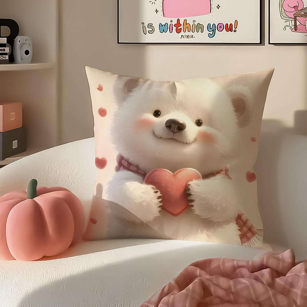Childishhearted And Friends Teddy BearB Cushion Cover Pillowcase Short Plush Invisible zipper Room Sofa Cushion Cover