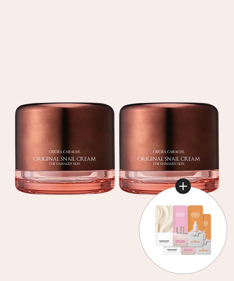 Original Hydrating Snail Cream 50ml (2 pieces) [Gift: 2 trial packs of Oil-to-Foam 1ml + Snail Cream 1ml]