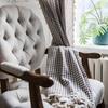 Cotton Linen Curtain Japanese Style Coffee Lattice Printing Curtain Semi-shading Blackout Window Bedroom Living Room Drape