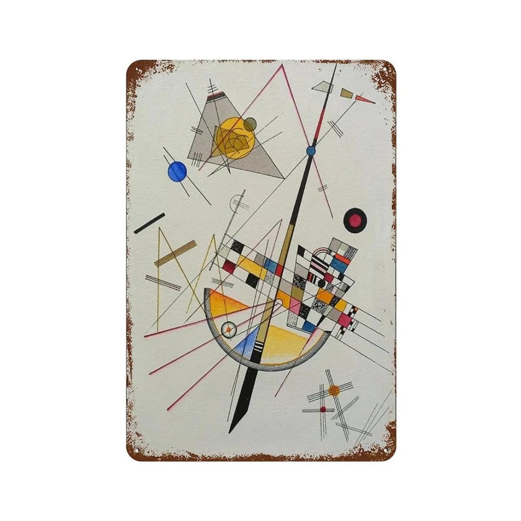 Wassily Metal Signs Kandinsky Geometric Wall Art Posters Decor Modern Abstract Style Tin Signs Picture for Bar Living Room