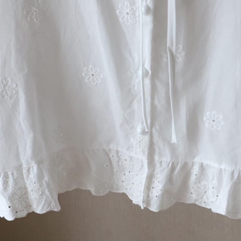 Sommer 2025 Koreanischer Stil Puppenkragen Ajour-Jacquard Kurzarm Damenhemd