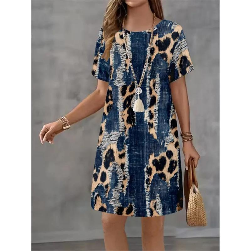 Comfortable Simple Versatile T-shirt Dress Casual Loose Soft Casual Dresses S