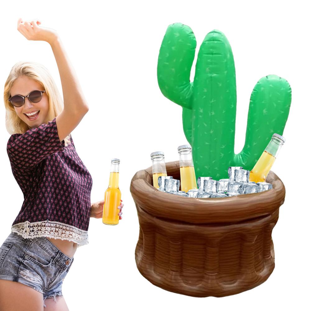 Inflatable Pool Cooler Summer Cactus Ice Bucket Inflatable Cooler Chill Drinks And Fruits Beverage Container Cooler For Outdoor