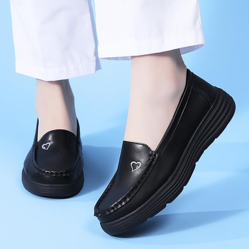 Women’s Moccasins Black Loafers Leather Driving White Casual Slip On Walking Shoes Nurse Shoes