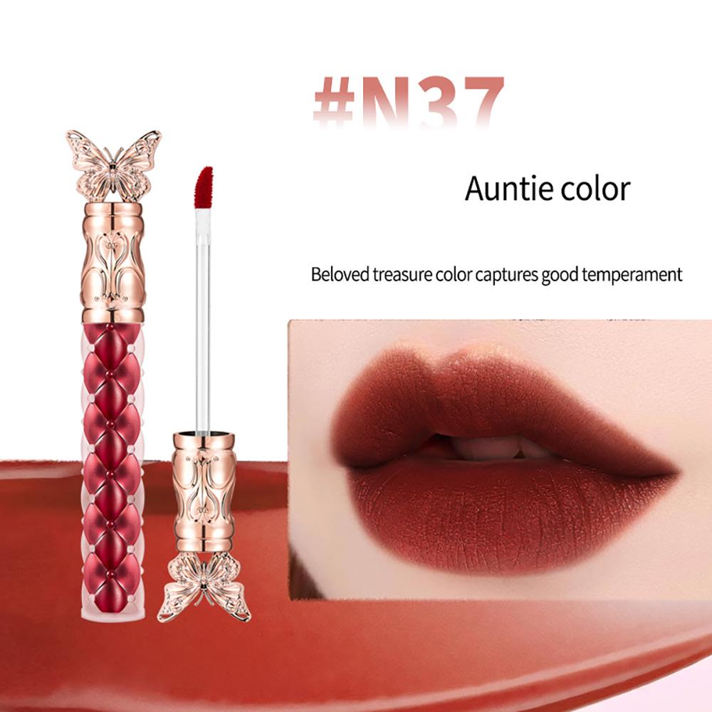 

Бархатная матовая помада для губ, водостойкая и стойкая, не выцветает, отбеливающая помада, грязевая помада, дизайн в виде бабочки