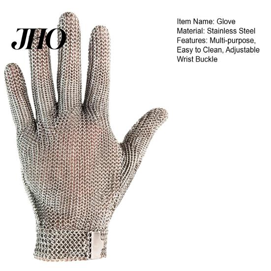 Stainless Steel Mesh Hand Protection Cut Resistant Glove Metal Adjustable Food Processing Gloves Wrist Buckle Multi-Purpose Butcher for Kitchen