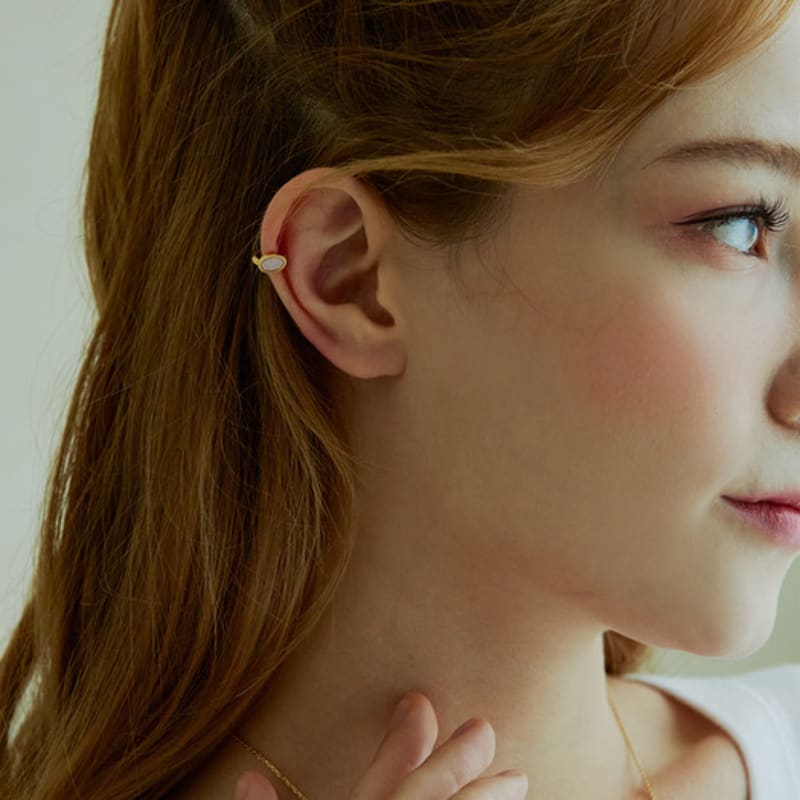 Shertz [Pink/Mint/Weiß] Edelsteinspitzen-Earcuff (14k)