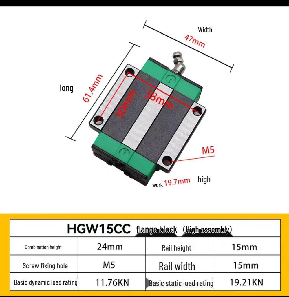 HIWIN Interchangeable Linear Guideway Block for HGH/EGH/CA Series (Sizes 15-30)