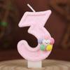 Five-color Flower Number Birthday Candle Pink Cake Decoration Birthday Handmade Candle 0-9