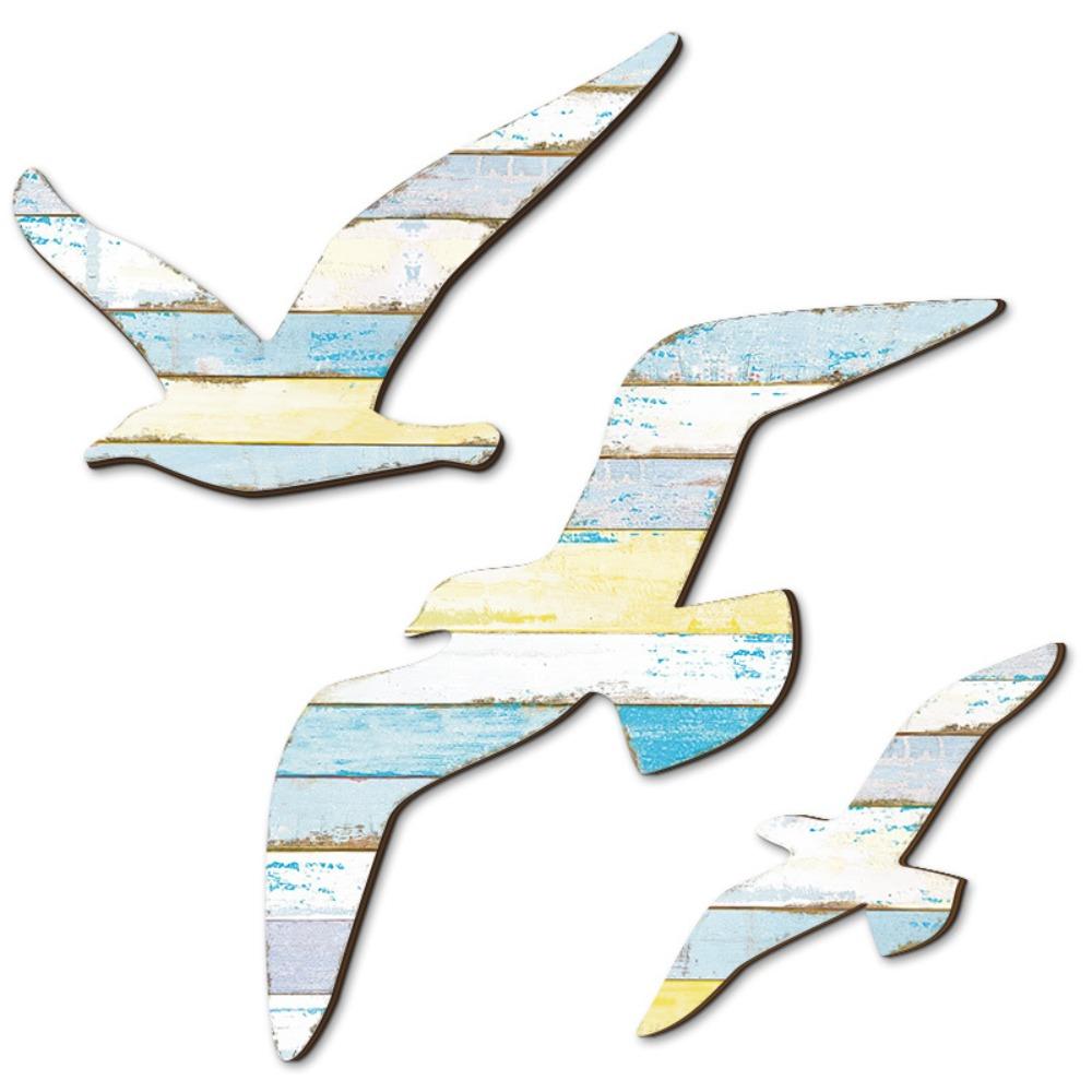 3Pcs Wooden Seagull Wall Sign Decoration Art Background Pendant Wall Hanging  Children's Room