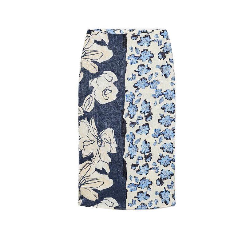 

Летняя новинка Женская одежда Темпераментная юбка Текстура шелкового сатина Принт С высокой талией Прямые брюки Миди-платье 3666111 Multi-color L