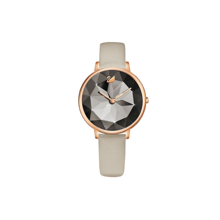 

Swarovski Crystal Lake Series Watch Quartz Movement Leather Strap White Dial Women watches 5415996 Gray with Scale