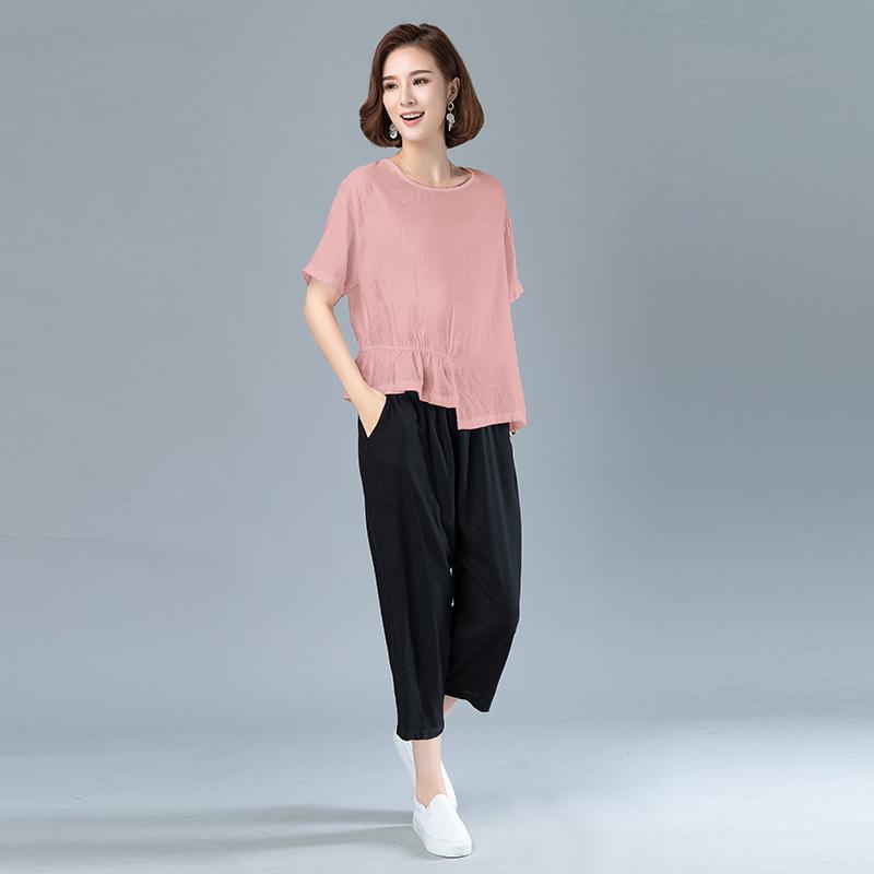 

Летняя мода 2025 года: Мамин маленький повседневный комплект из хлопка и льна Extra Large розовый