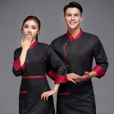 Unisex Şef Gömleği Mutfak Tek Düğmeli Kısa Stand Yaka Mutfak Leke Tutmaz Bol Kollu Fırın Restoran Kantin Garson Üst Aşçı Üniforması