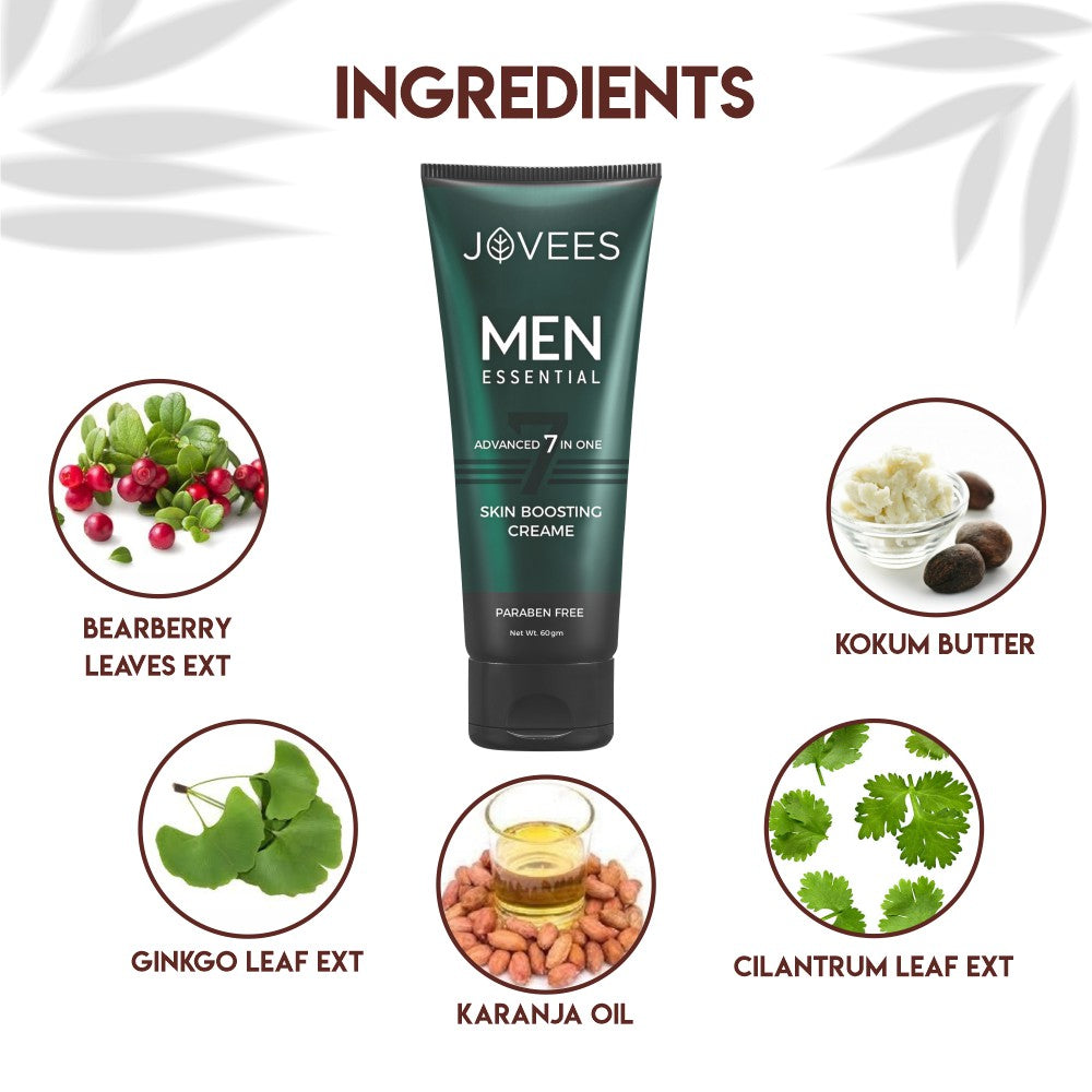 Jovees Herbal Men Advanced 7 in 1 Skin Boosting Cream 60Gm Brighten Even Tone Non Greasy Fast Absorbing