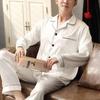 1 Set Nachtwäsche für Herren, einfarbig, langärmelig, einreihig, Homewear, lockere Eisseide, Übergröße, Pyjama-Set für Zuhause