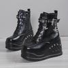 Autumn  Thick Soled Slope Heel Boots Outdoor Non Slip Shoe New Gothic Casual Women's Shoes  Fashion Comfortable Rivet Boot