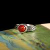 HX New Inlaid South Red Agate Ring Personality Ladies Simple Niche Opening Adjustable Temperament Versatile Fashion Jewelry