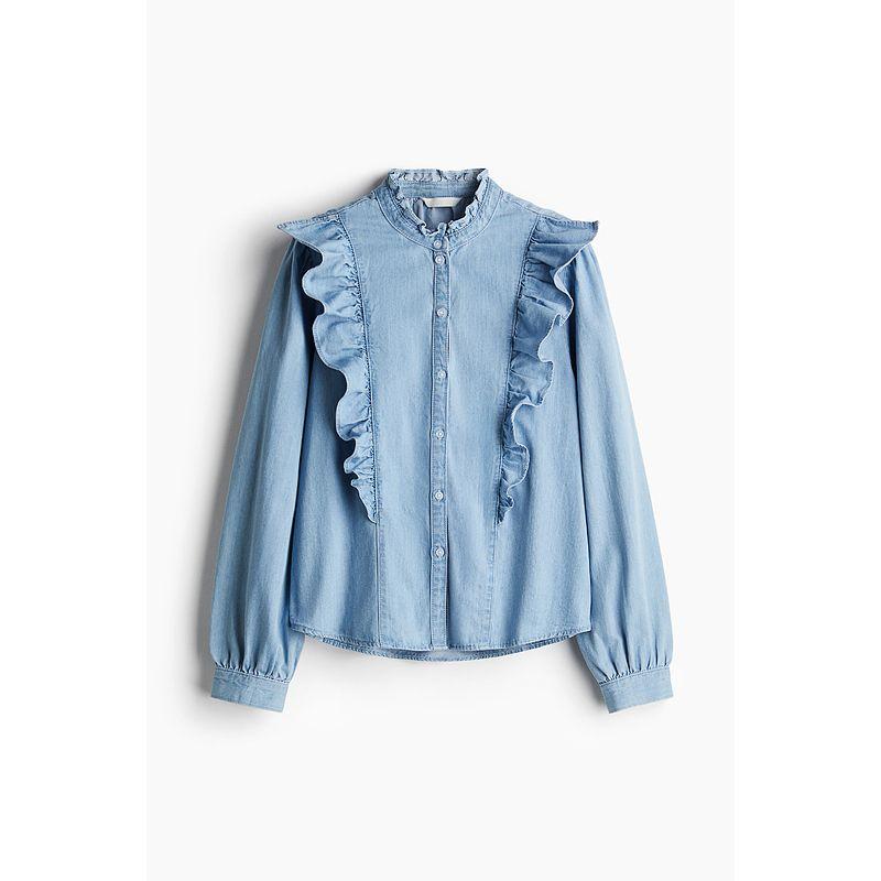 

HM Women s Shirt 2025 Autumn New Fashion Casual Frill Loose Version Soft Cotton Tops 1262585