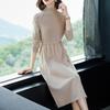 Casual Sweater Dress for Women Mid-length Turtleneck Knitted Sweater Large-sized Solid Color Pullover Long-sleeved Knitted Dress