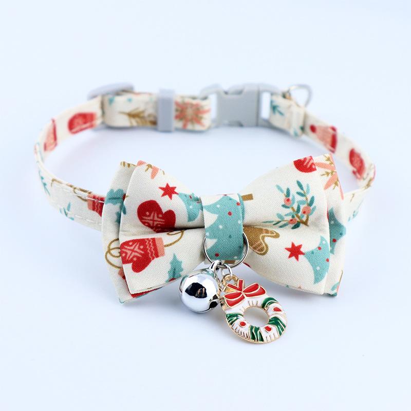 Adjustable Christmas Pet Collar with Bell and Bow for Small Dogs Cats Festive Party Costume Accessories 2026 New Year Gifts