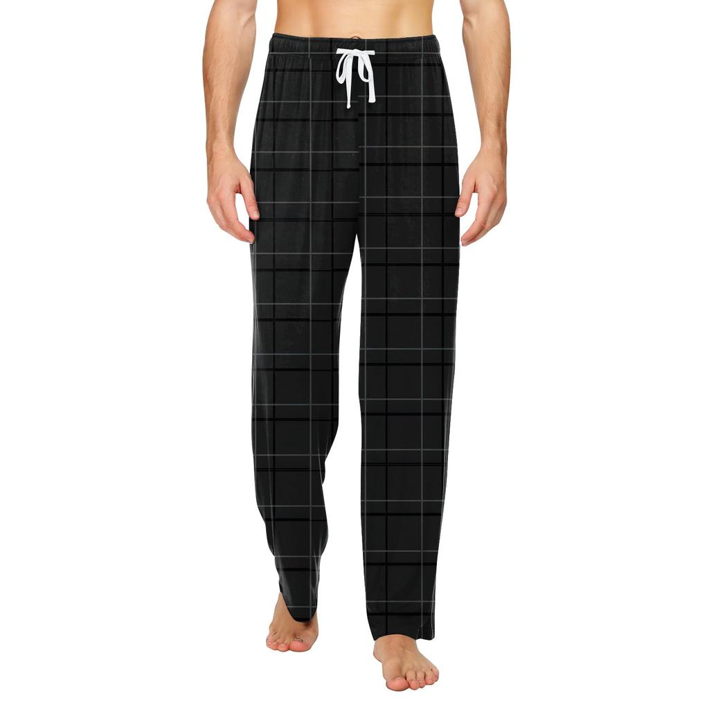 Herren Strickmode Print Kordelzug Freizeithose Pyjamahose