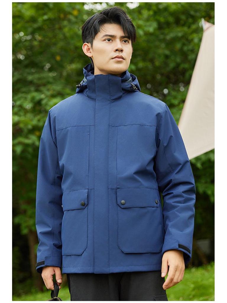 Unisex Winter Hooded Waterproof Windproof Three-in-One Mountaineering Jacket