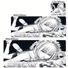 Dziewczyna Anime Czarno-Biała Podkładka pod Mysz Duża Gamingowa Antypoślizgowa Podkładka pod Mysz XXL Akcesoria do Komputera Laptop Mata na Biurko Zablokowana Krawędź Dywanik pod Mysz