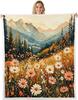 GUOYU Blanket Japanese Style Fleece Blanket Mount Fuji Warm Plush Sherpa Blanket Ocean Great Waves Art Fuzzy Plush Throw Black Golden Glitter