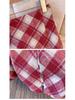Plus Size Retro Red Plaid Woolen High Waist Slimming Mid-Length Skirt for Autumn/Winter.