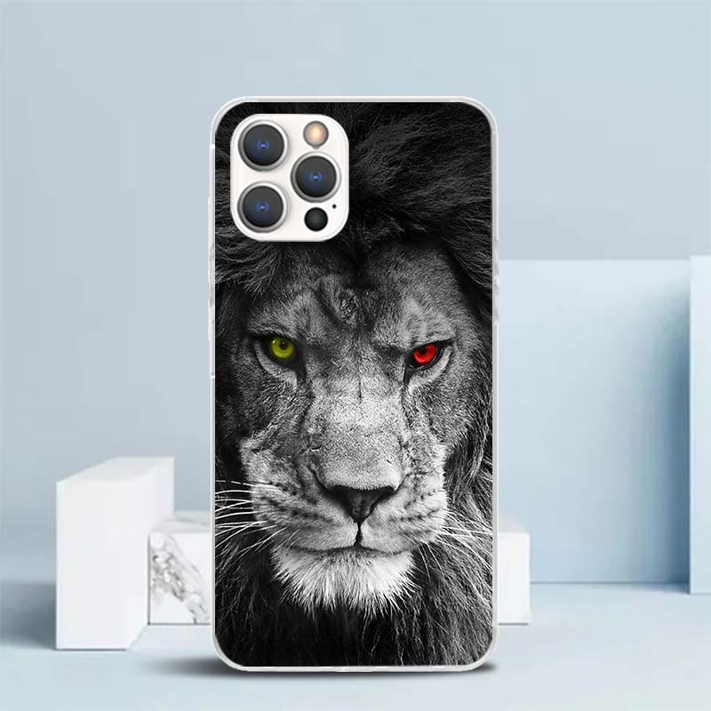 Lion Alpha Male Cub Soft Cover for iPhone 16 17 Air 15 14 Pro Max 16E Phone Case 13 Mini 12 11 7 SE 8 Print Pattern Fit Cases 16
